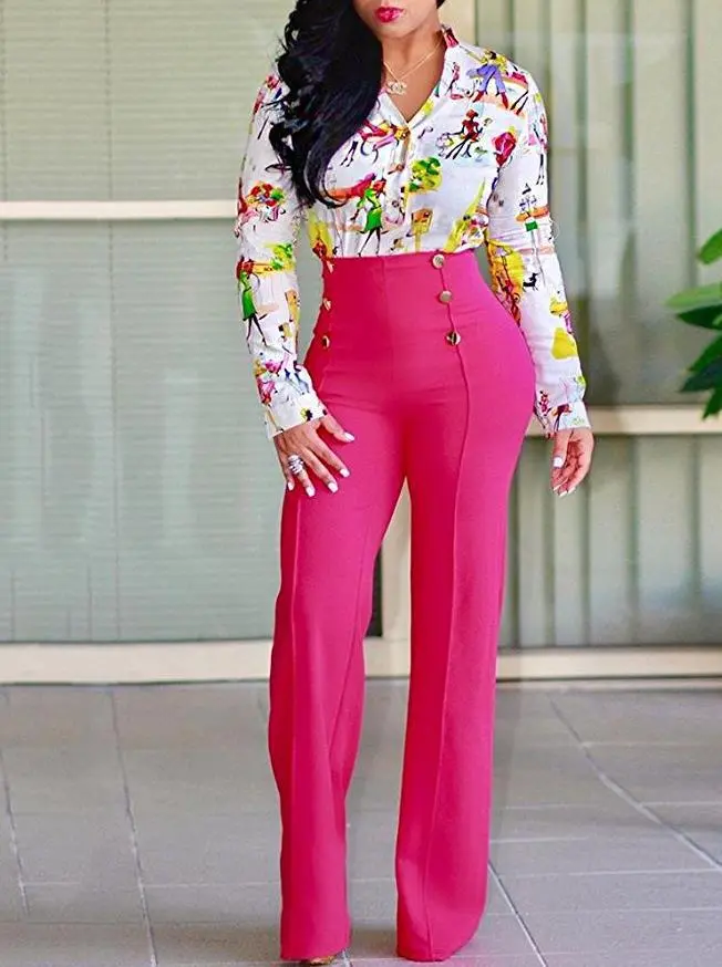 Fashionable Slim Fit Double-breasted Flared Trousers With Slight Stretch - Rose Red