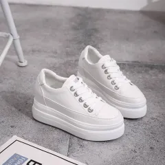 Lace-up Platform Platform High-rise Sneakers - White - View 1