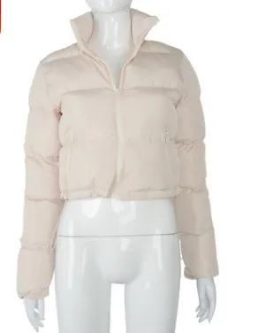 Women's Stand up Collar Warm Bread Down Jacket Tan - Shop at LoveMi