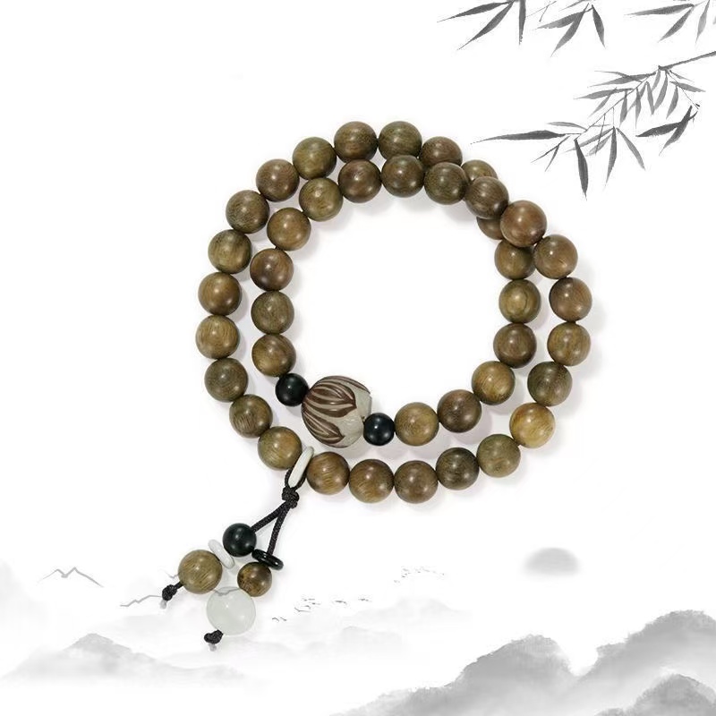 Neo Chinese Style Golden Thread Sandalwood Beaded Bracelet