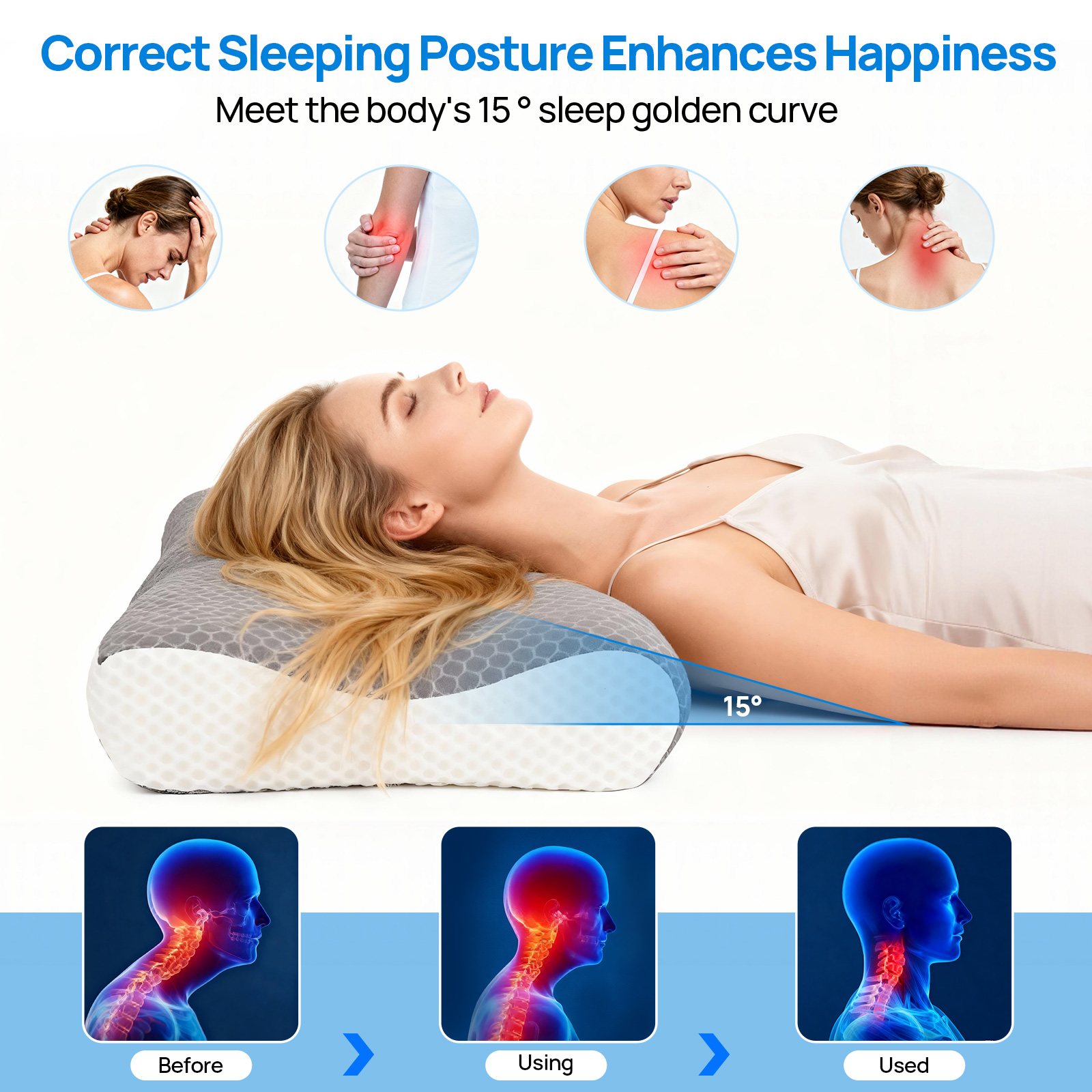 Cervical Neck Pillow, Cooling Ergonomic Memory Foam Pillows image 6
