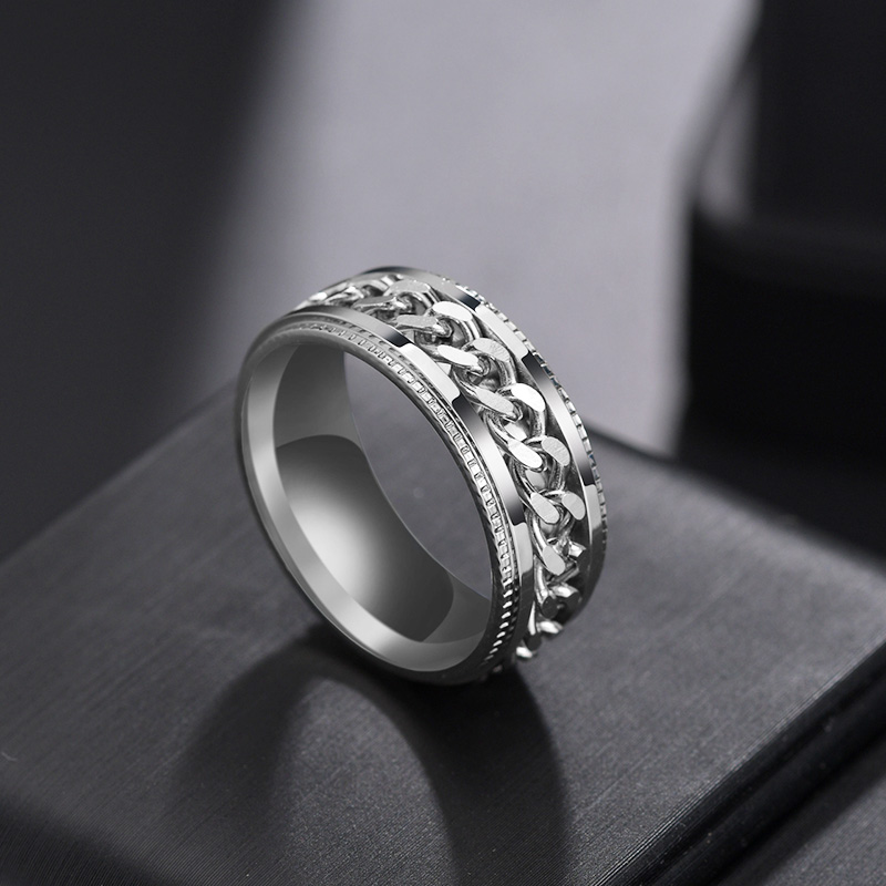 Men's Rotating Chain Titanium Steel Cool Ring Ring
