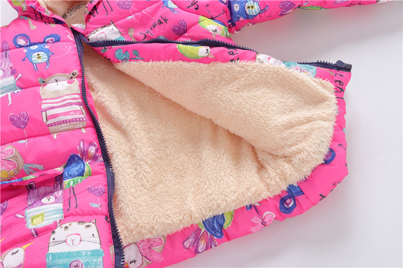 Fashion Graffiti Children Plus Velvet Padded Hooded Jacket