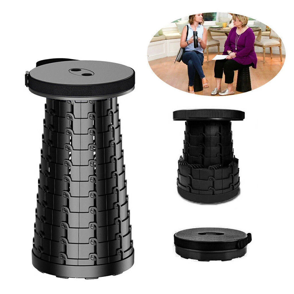 Folding Stool Portable Telescoping Seat Retractable Camping Adjustable UK — image 7