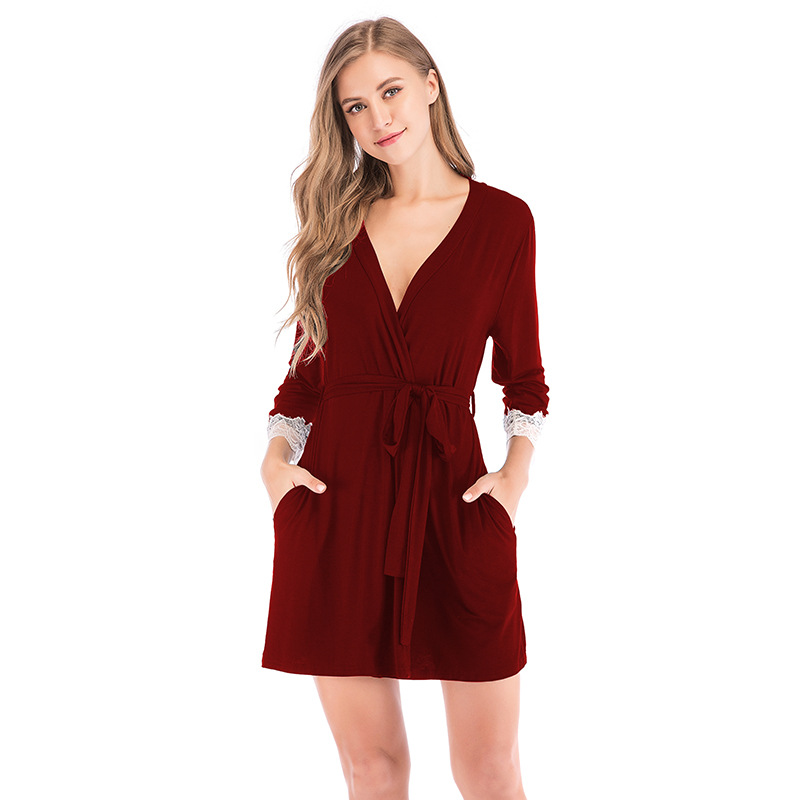 Title 4, Ladies Cardigan Bathrobe Nightgown Thin Modal F...