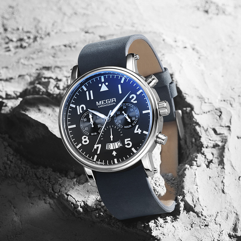 Leather Multifunctional Quartz Men's Watch