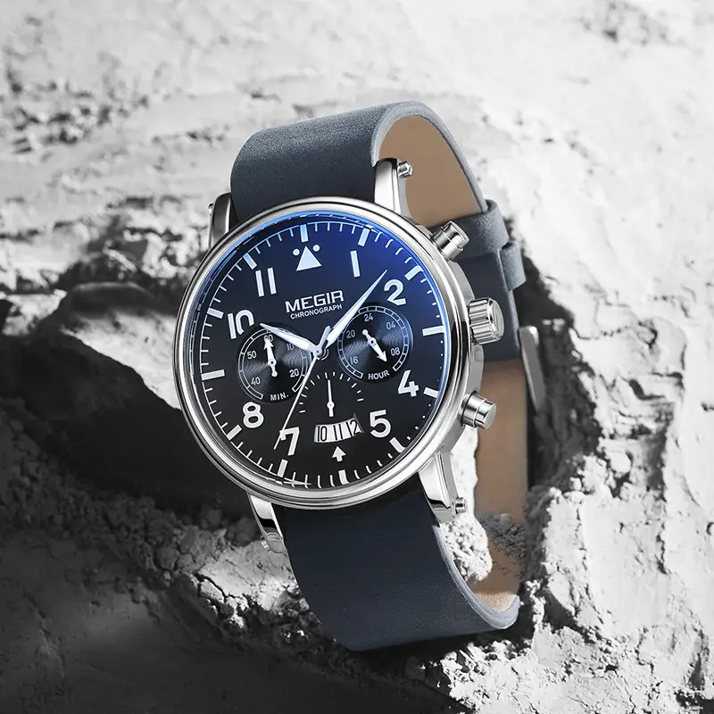 Leather Multifunctional Quartz Men's Watch