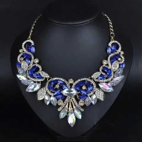 Diamond Alloy Flower Necklace for Women
