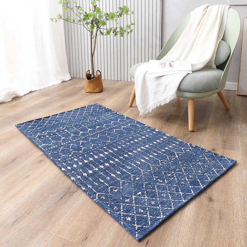 1pc Moroccan Style Ethnic Style Nomadic Style Rug Geometric Line Design Floor Mat