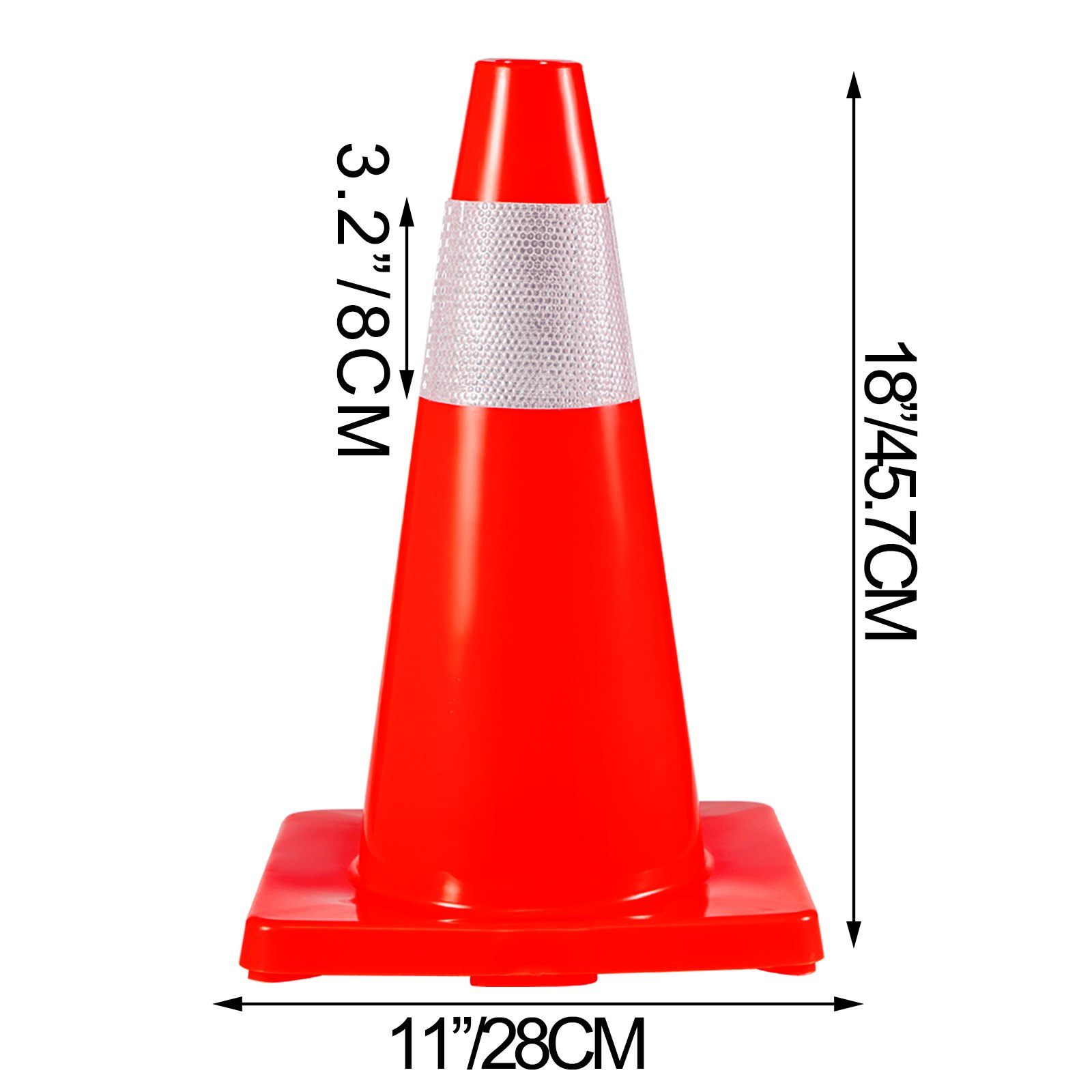 12Pack Traffic Cones, Safety Road Parking Cones PVC Base, Orange Traffic Cone With Reflective Collars… image 3