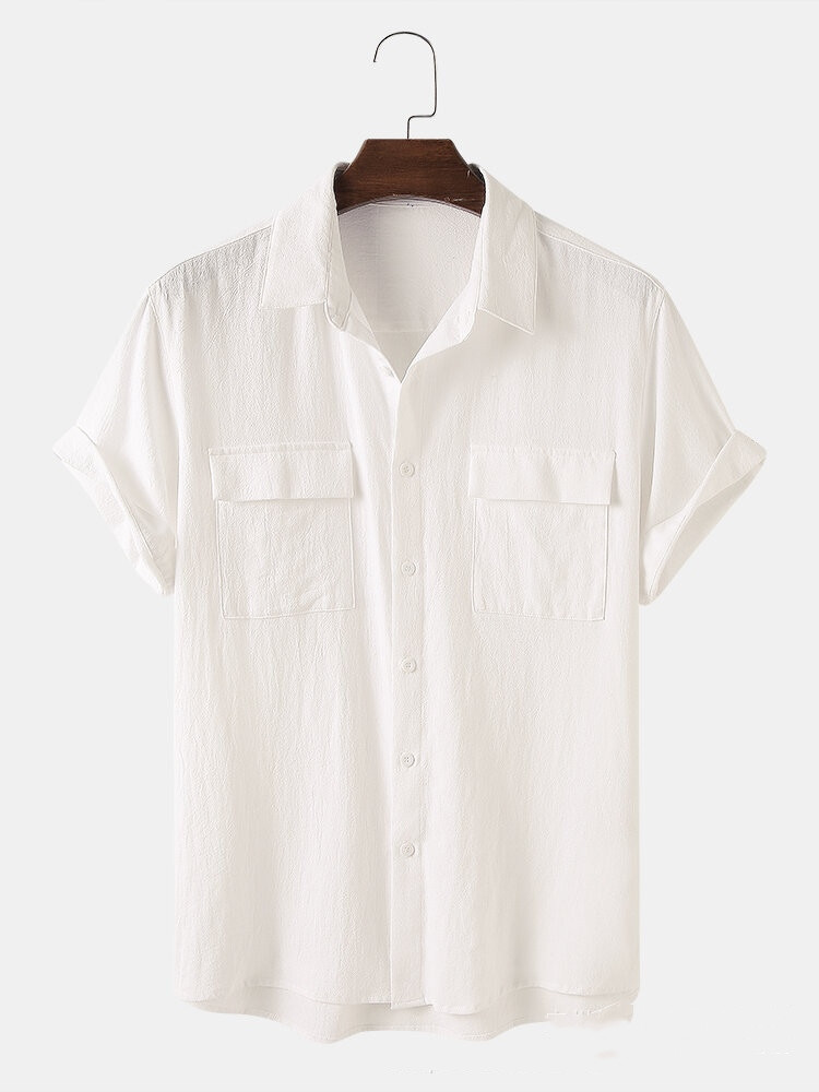 Half-sleeve Tooling Solid Color Shirt Solid Color Shirt