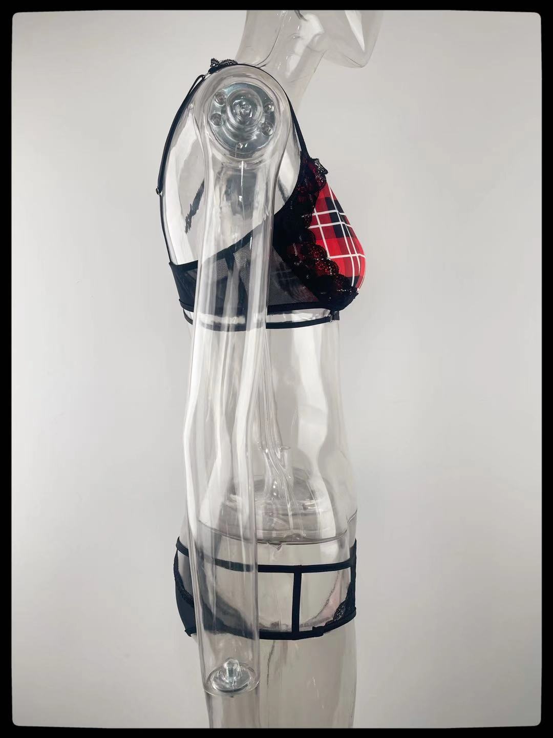 Ladies Fashion Plaid Sexy Underwear Three-point Style