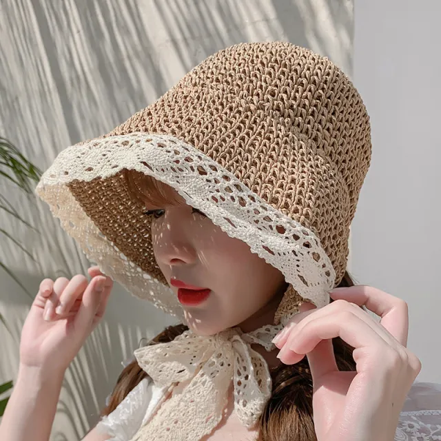 Women's Summer All Match Lace Big Brim Beach Hat Khaki - Shop at LoveMi