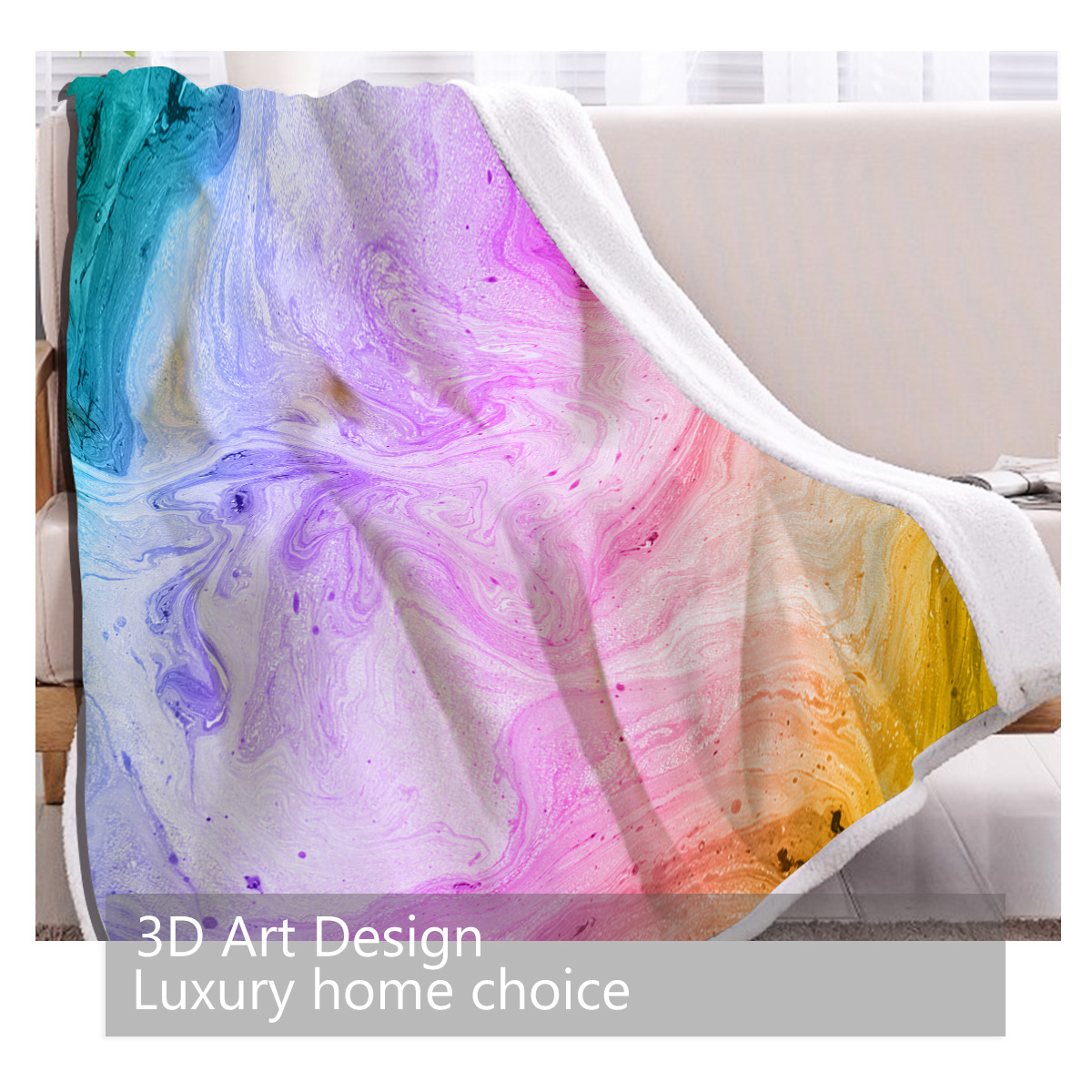 1pc Of High Weight Soft And Warm, Simple Color Gradient Patterned Lamb Wool Blanket, Versatile Sofa, Good Companion, Office Nap Blanket, Also Suitable For Camping — foto 4