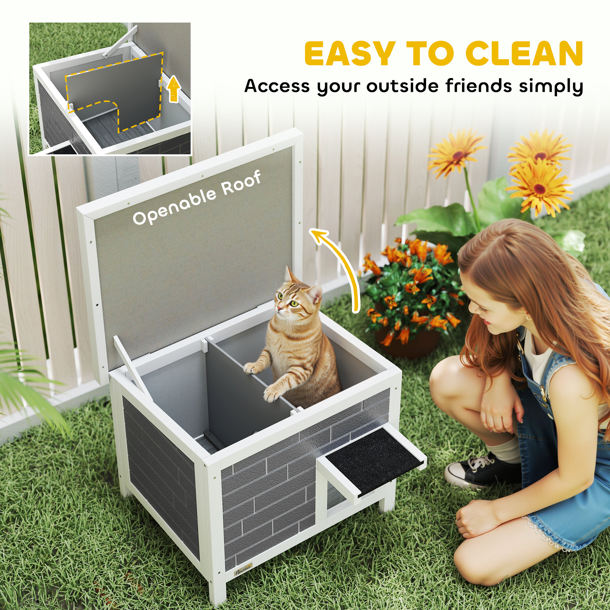 Outdoor Cat House Insulated With Openable Roof, Weatherproof Feral Shelter — image 7