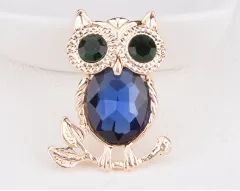 High-end Exquisite Handmade Owl Crystal Glass Brooch - Gold - View 1
