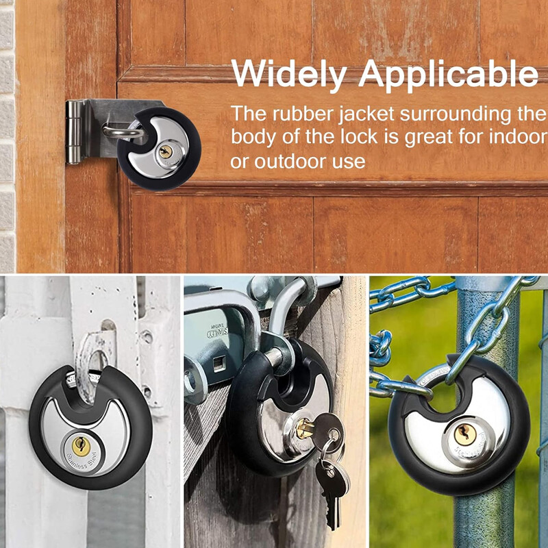 70 Mm Stainless Steel Heavy Duty Round Disc Padlock Secure Door Lock With Keys — image 2