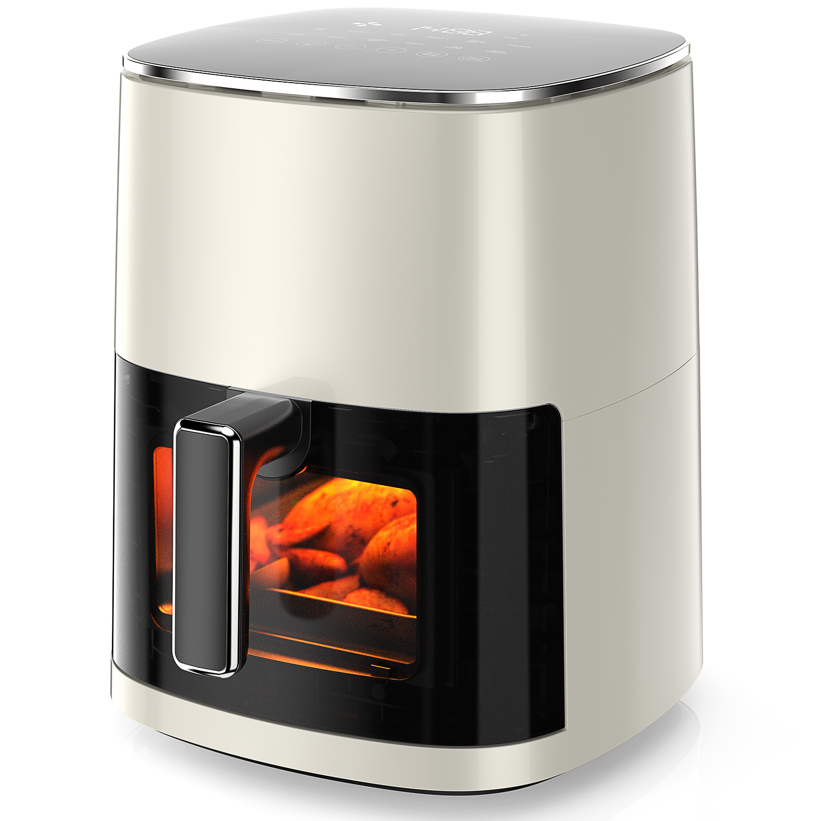 Heißluftfritteuse 6L Air Fryer mit Sichtfenster XL Ohne Öl 1500W Digital Beige