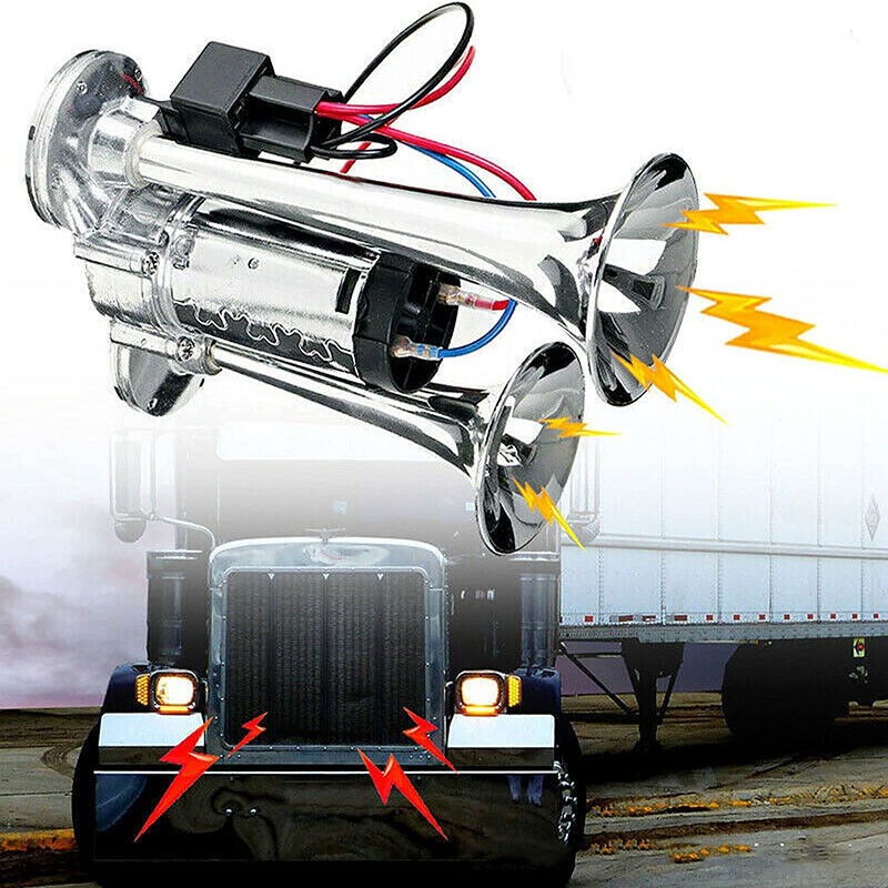600DB Super Loud Car Truck Boat Dual Trumpet Train 12V Air Horn Compressor Kit