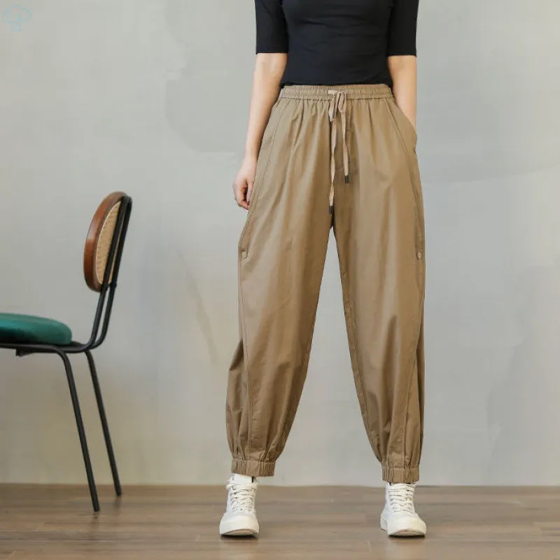 Spring Summer Bloomers With Elastic Waistband - Khaki