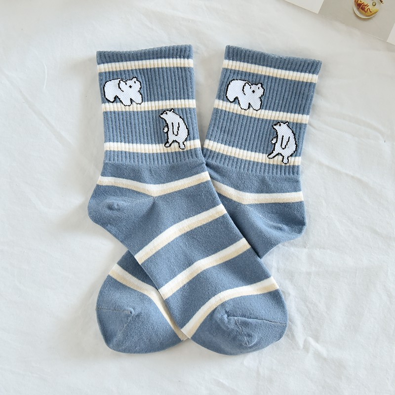 Title 4, Cute Japanese Cartoon Blue Striped Stockings fo...