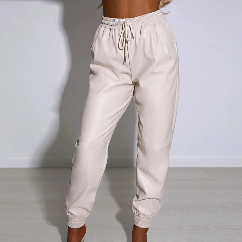 Fashion Elastic Waist All-match Casual Harem Pants - White