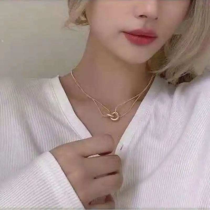 Net Red Same Style French Light Luxury Stainless Steel Necklace