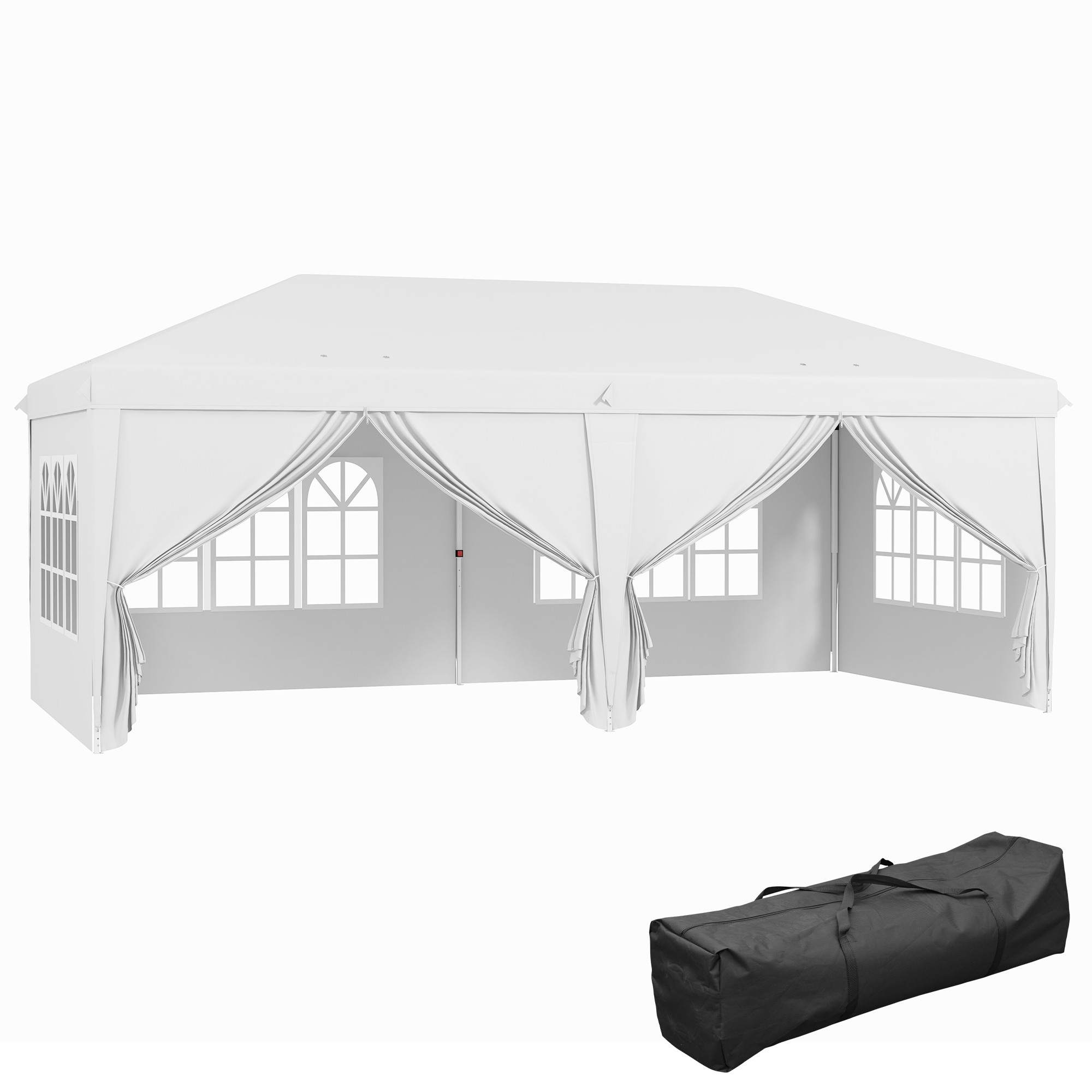 3x6m Pop-Up Gazebo, With Curtain Walls And Windows, White — image 10