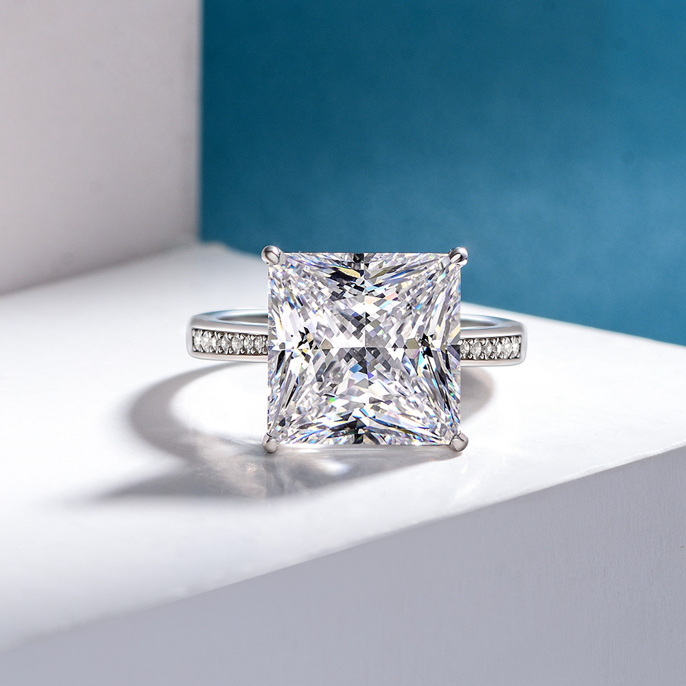 Sterling Silver Classic Style Square Mal Zircon Ring