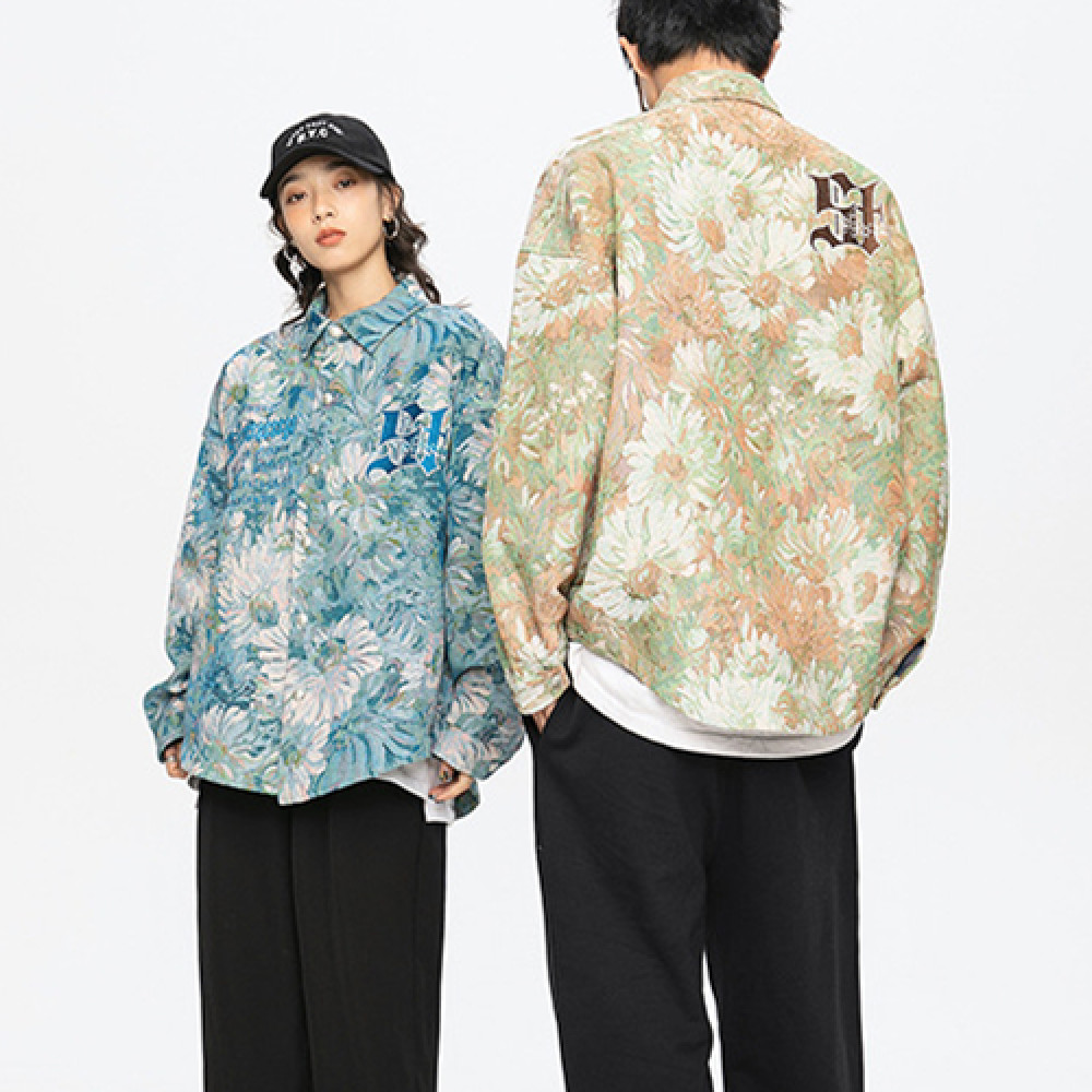 Loose Lapel Allover Embroidered Couple Coat — image 1
