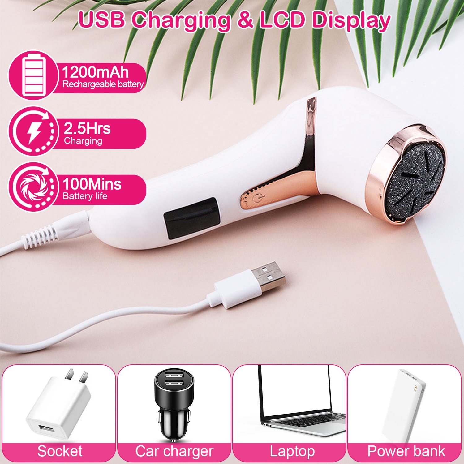 17Pcs Electric Foot Callus Remover With Vacuum Foot Grinder Rechargeable Foot File Dead Skin Pedicure Machine With 3 Grinding Heads 2 Speeds Foot Care Tool_voghion.com