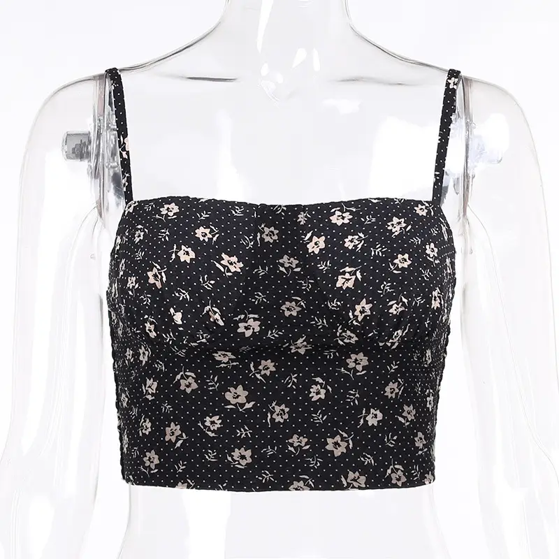 Slim Halter Floral Sling Camisole Women's French Sling Top
