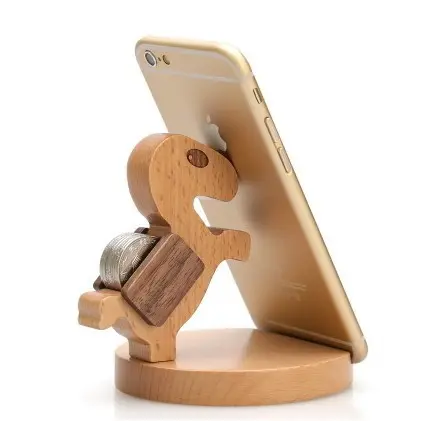 Creative Mobile Phone Toma Back with Coin Beech Wood