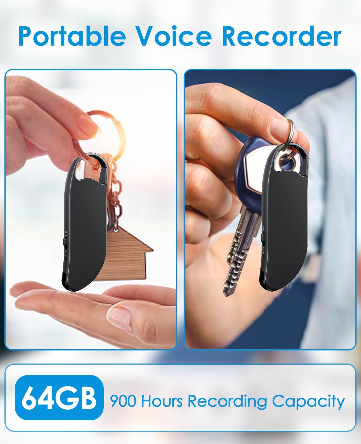 Digital Voice Recorder, 64GB Voice Activated Recorder With Noise Reduction For Work, Lectures, Meetings, Interviews
