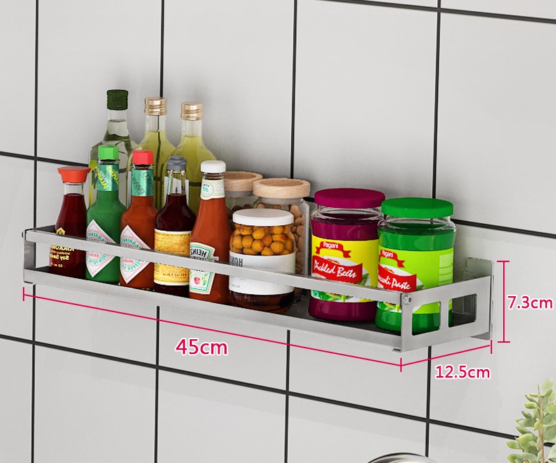 Title 3, Wall-mounted non-perforated wall condiment stor...