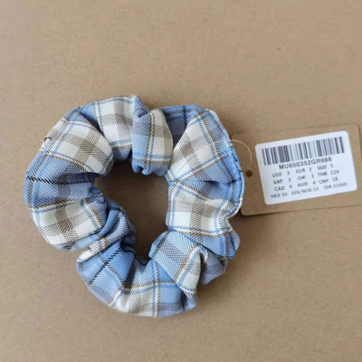Plaid Print Large Intestine Ring Women's Hair Tie Blue Green Lattice - Shop at LoveMi