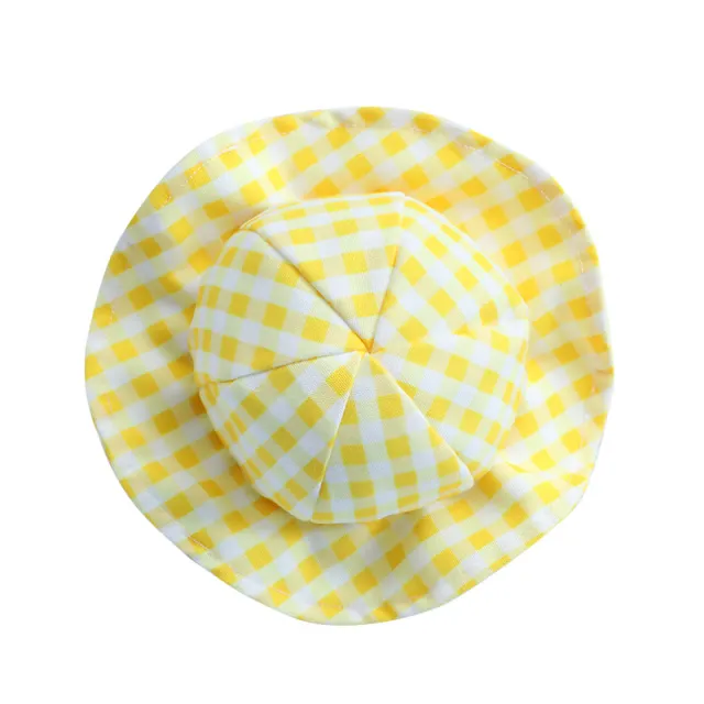 Pet Cute Fashion Plaid Sun Hat Yellow - Shop at LoveMi