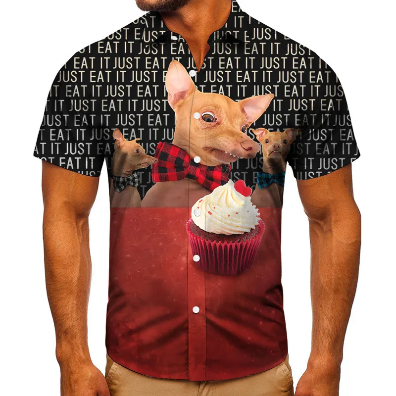 Short-sleeved Shirt Animal 3D Digital Printing Shirt Men's Top Shirt - Tta872Cs-3Xl