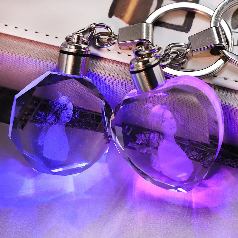 K9 Crystal Keychain LED Flashing Custom Carve Family Photo