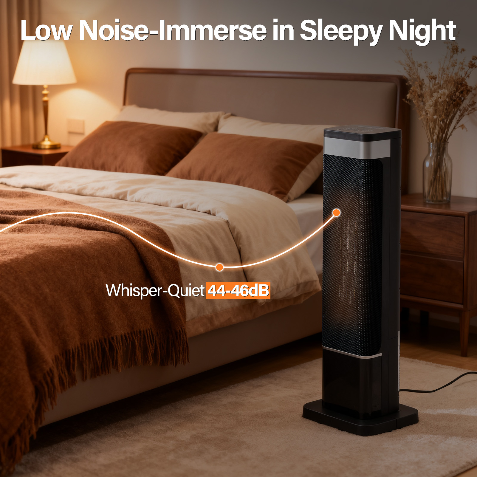 23inch Space Heaters For Indoor Use, Portable Heater With 7 Light Colors image 7