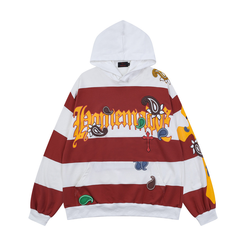 Hip Hop Cashew Alphabet Hoodie Men's