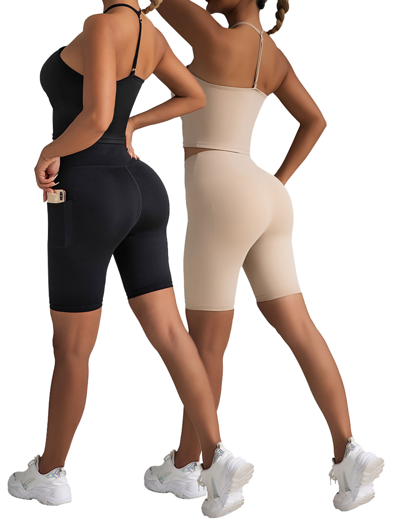 2 Pack High Waist Biker Shorts For Women-Workout Yoga Shorts Running Summer Soft - Picture 13 of 16