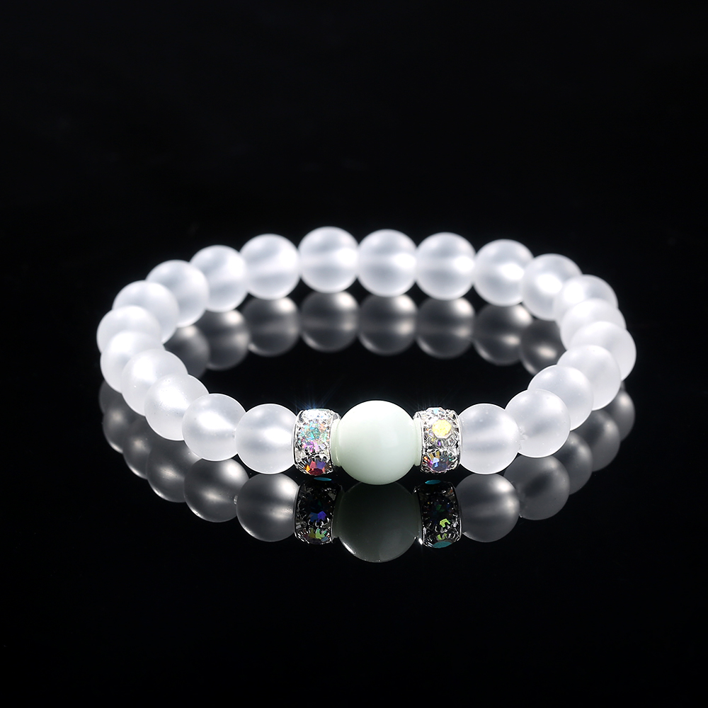 Transparent Glass Beads Blue Luminous Bracelet