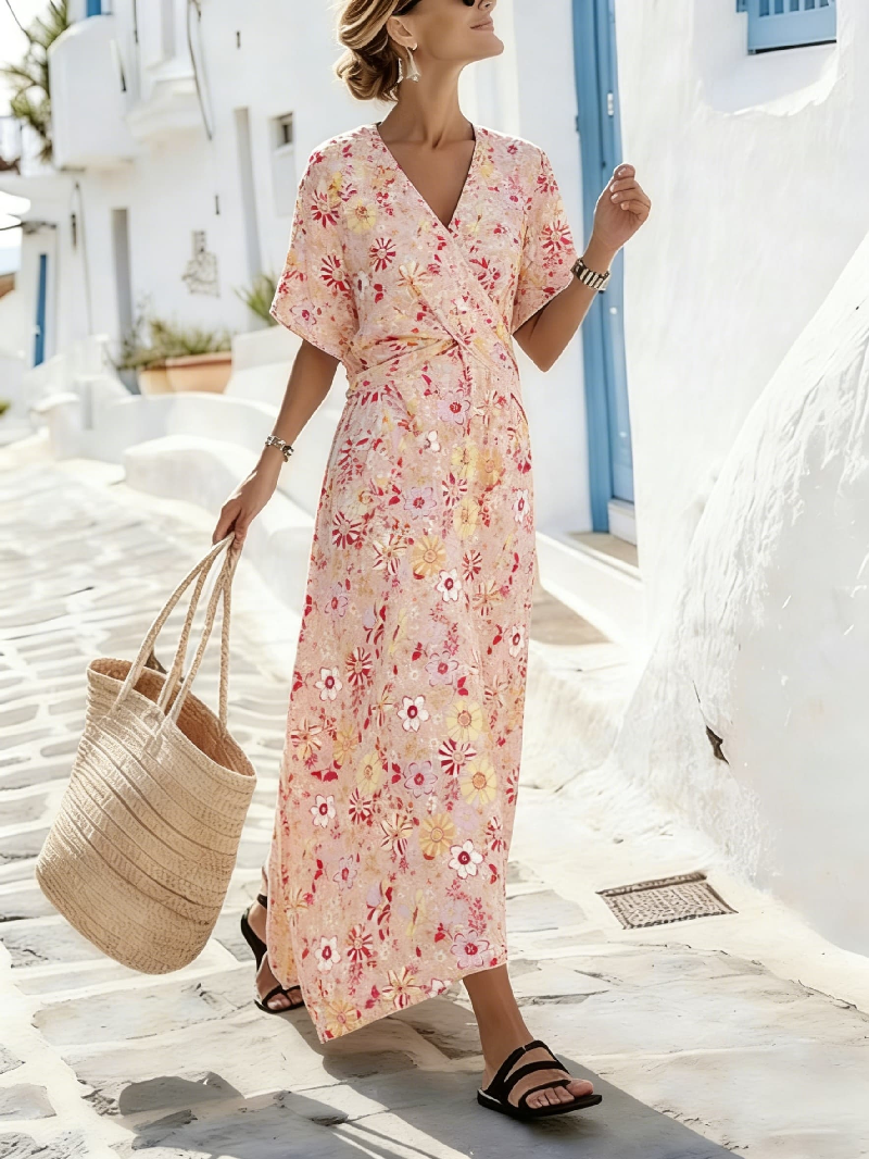 Women's Floral Print Wrap Maxi Dress