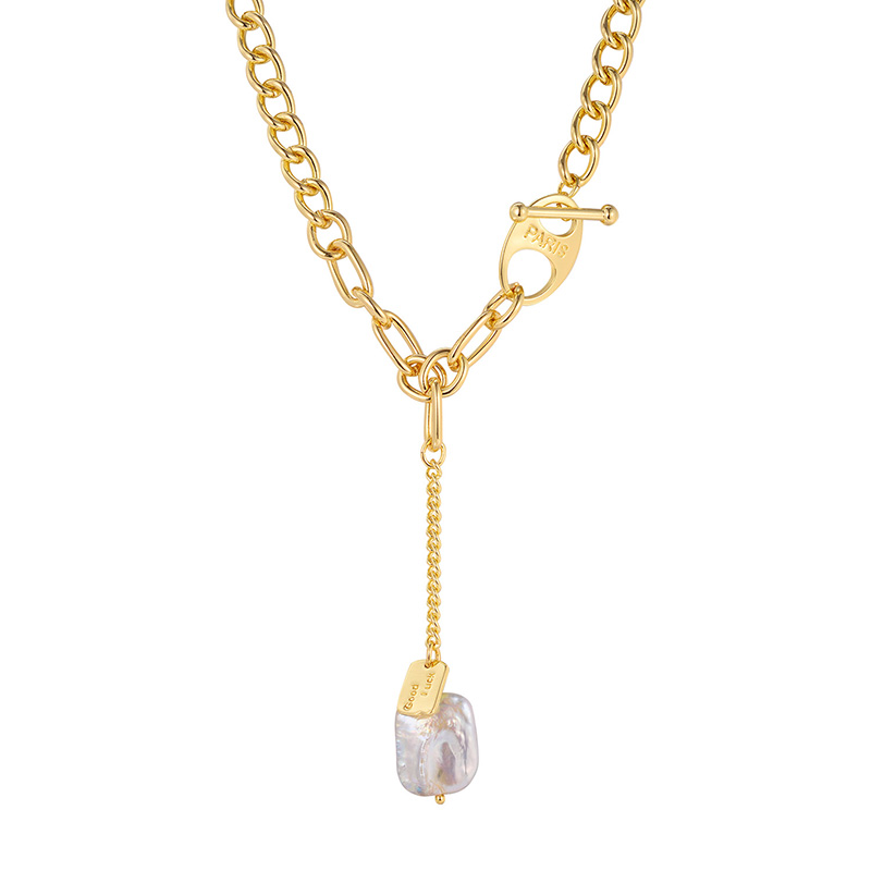 Irregular Pearl Pendant Necklace Korean Simple Temperament Hip Hop Clavicle Chain