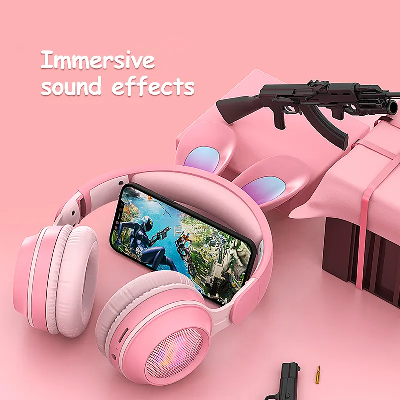 Rabbit Ear Headphones Wireless Luminous Extendable Wheat Headphones – image 5