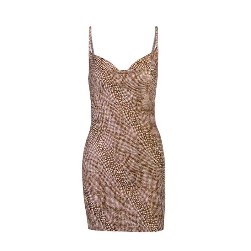 Fashion New Snake Print Dress With Suspenders