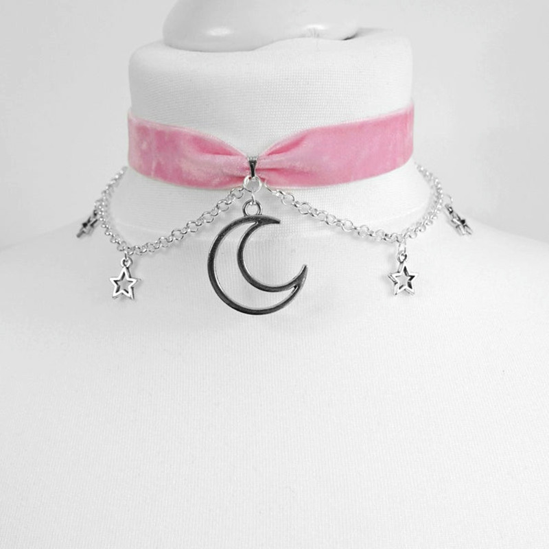 Velvet Necklace Necklace Clavicle Chain Moon Star Cute Pendant Fashion