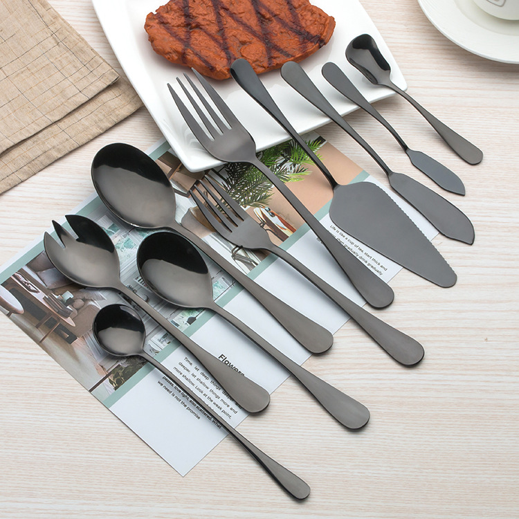 Title 2, Black Stainless Steel Western Cutlery Spoon Set