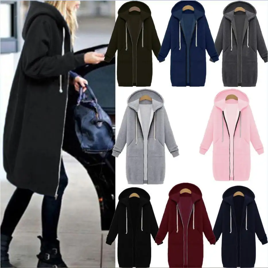 Hooded Long Sleeve Sweater Fleece Jacket